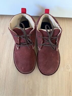 Brown Suede Lace-Up Boot with Cream Interior